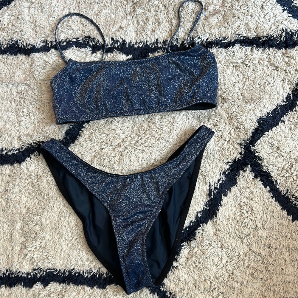 Blue sparkle triangl bikini